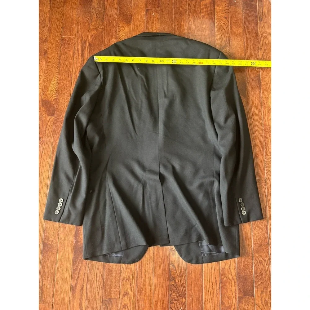 VTG‎ Oxxford Clothes Black Sport coat 43L Super 120s Metal Buttons